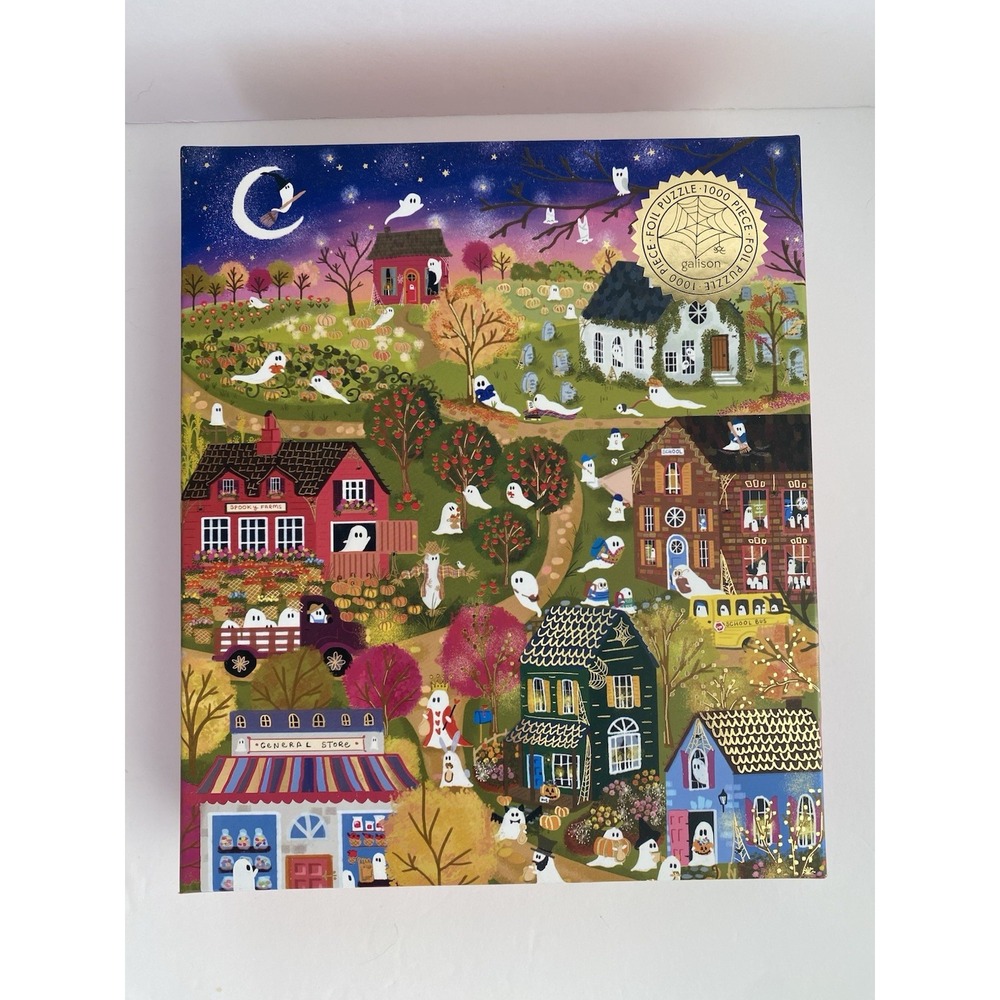 Joy Laforme Halloween Spooky Village 1000 Piece Foil Puzzle by Galison